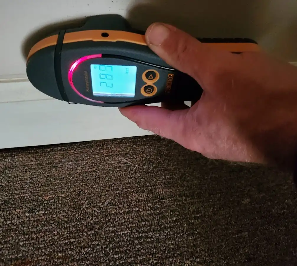 Moisture detection at baseboard during Sewage Cleanup & Sanitation in Somerset